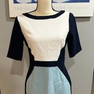 London Times Color Block Sheath Dress